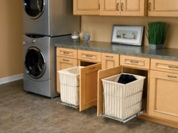 Interior design and remodel of laundry room wtih hamper pull-outs in phoenix, az